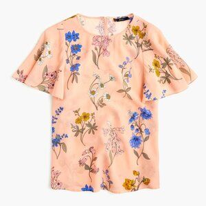 NWT-S-J.Crew Silk flutter-sleeve floral top